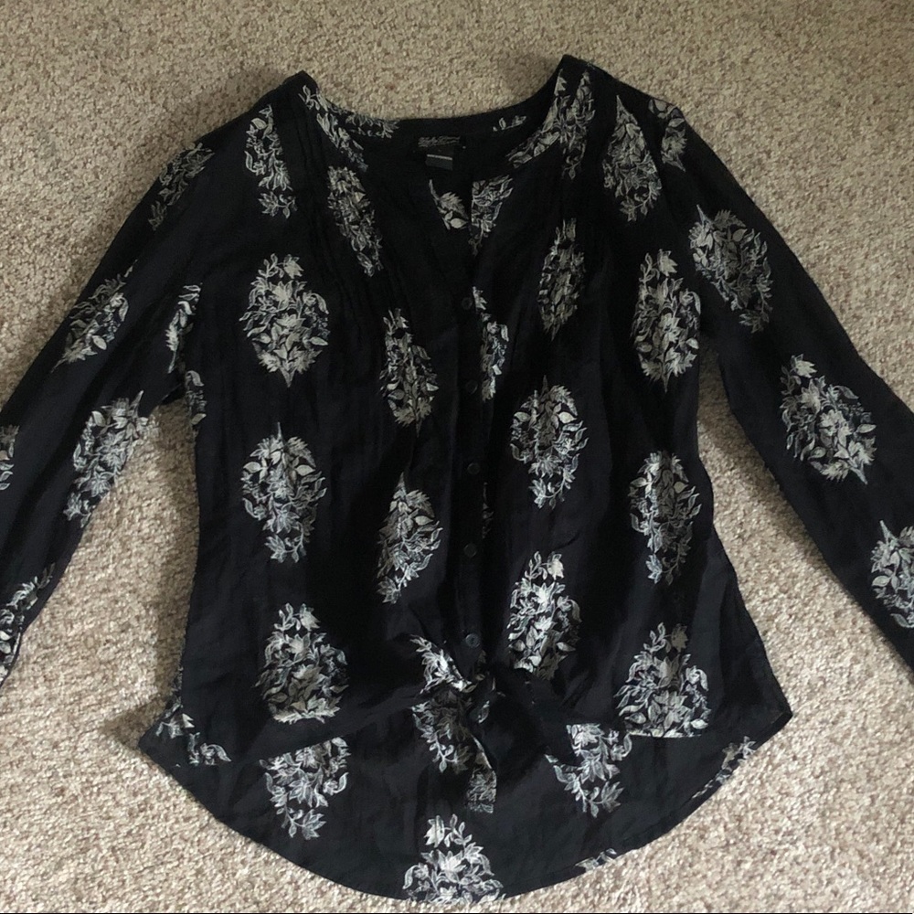 Lucky Brand Black & White Blouse - Size L
